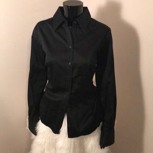 Black oxford button-down shirt